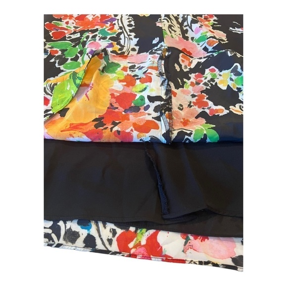 Ralph Lauren LRL Black Floral Inverted‎ Pleat VNeckline Knee Length Shift Dress - Picture 13 of 14